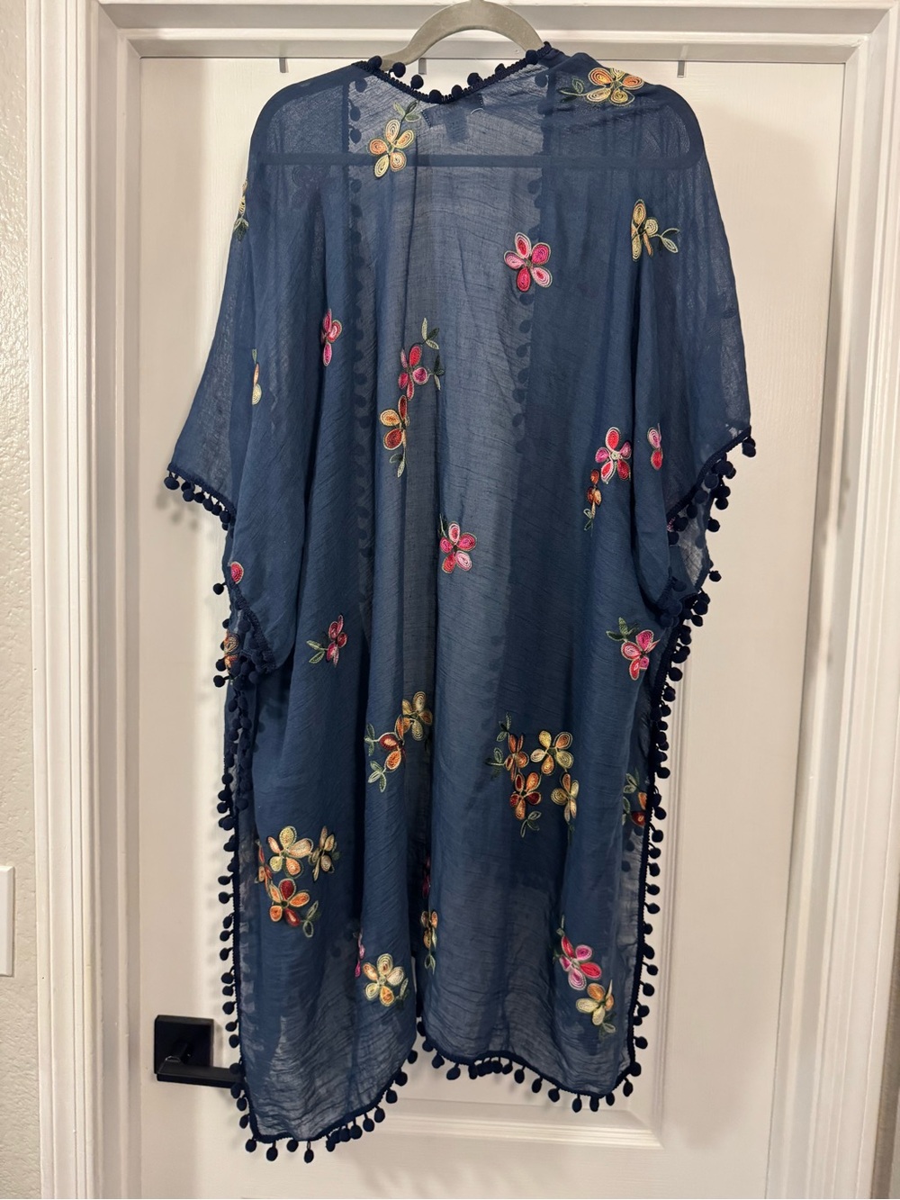 Subtle Luxury Navy Blue Embroidered Pool to Party Cover-Up - Picture 8 of 8